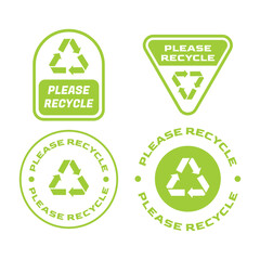 Vector Set of Environmental Labels with Please Recycle Message