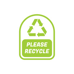 Recyclable Waste Icon in Flat Green Shield Style
