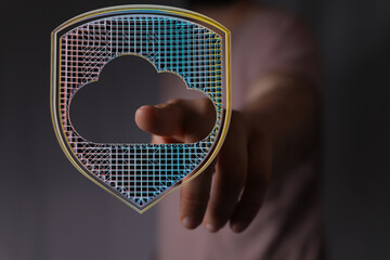 Cloud security, data protection, cybersecurity, digital shield, safety, privacy, network,...