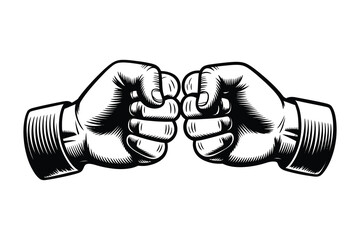 Hand Drawn Fist Bump – Engraved Vector Gesture Art

