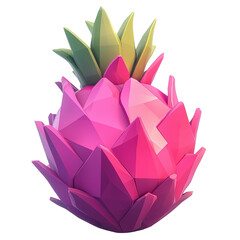 3D dragon fruits on transparent png background