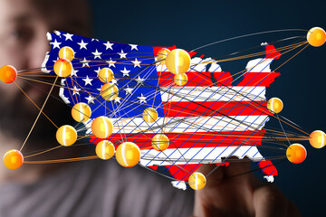 Visualizing the interconnectedness of the United States through a network map.