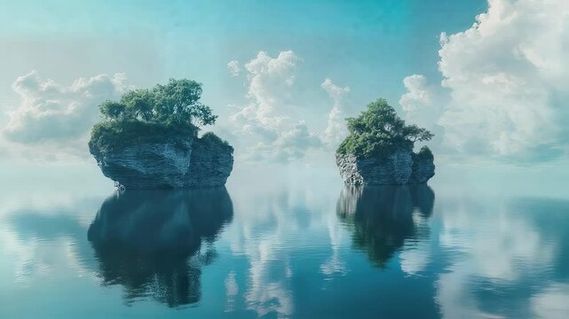 Serene Islands in Tranquil Waterscape