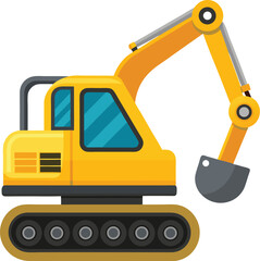 Compact yellow excavator working on a clean white background construction machinery illustration
