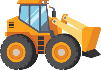 Heavy machinery wheel loader illustration on a clean white background for construction and industry