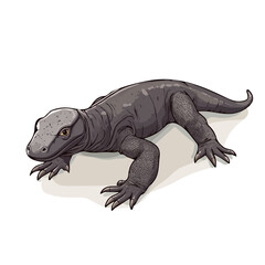 Komodo Dragon, flat 2D isometric cartoon vector image isolated on white background.