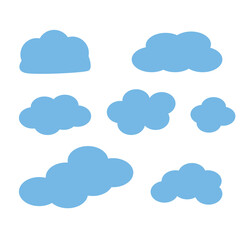 set of blue clouds vector flat 
