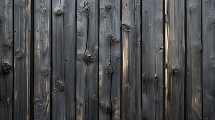 Textured wooden fence featuring charred wood and knotted panels creates a rustic backdrop for various design projects and adds depth to graphic compositions