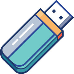 Modern usb flash drive illustration with clean white background and vibrant color accents