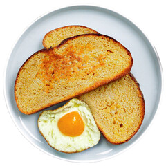 Breakfast bread toast with fried egg