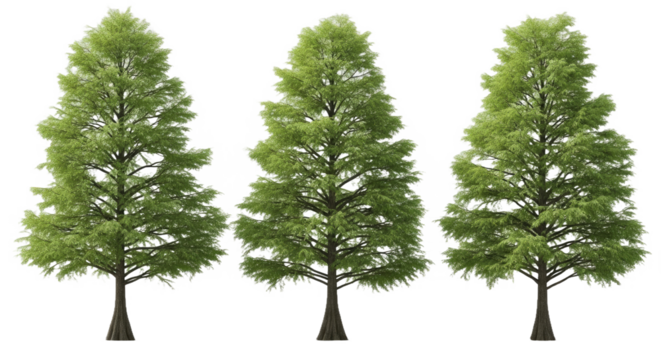 Taxodium Ascendens (Pond Cypress) - Isolated Frontal Tree Set