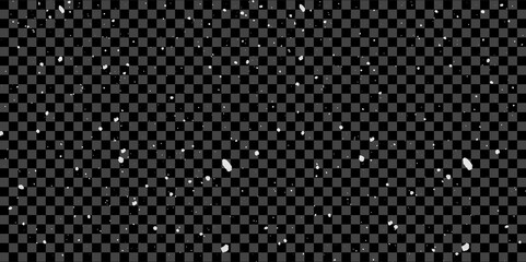 Snow flakes winter snowfall white light vector background. Christmas background, white snow on black background for edit photo.	