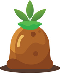 Illustration of a soil bag with a clean white background suitable for gardening or agricultural themes