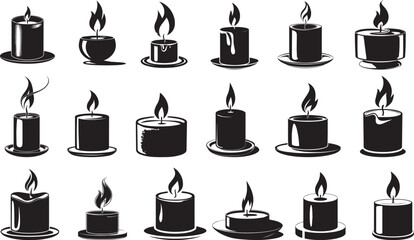 Burning Candles Icons Set