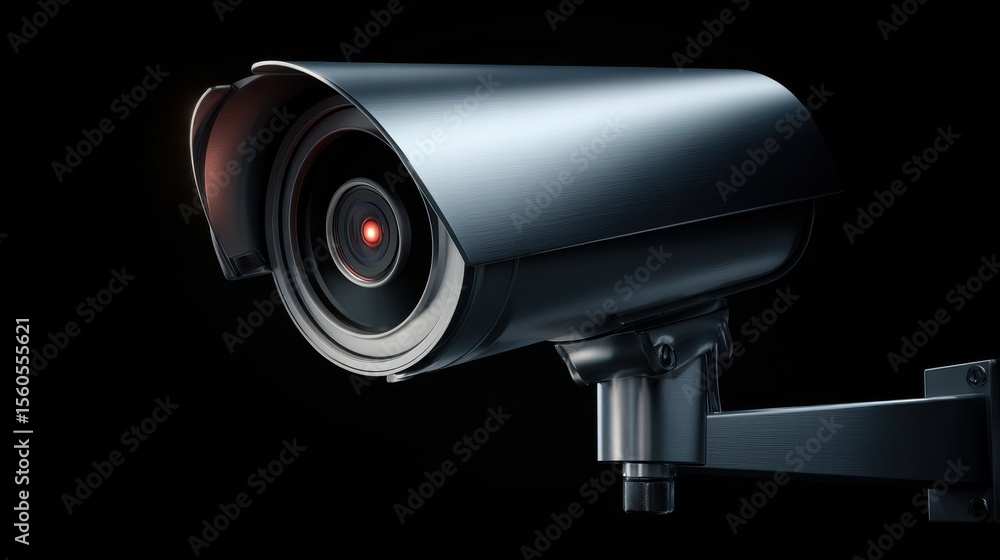 Poster high-resolution security camera with red light and glossy finish