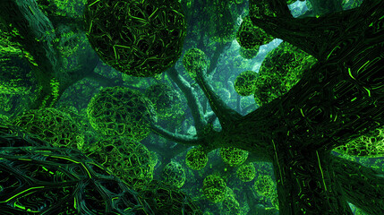 意識の森を彷徨う｜キノコと古代遺跡が共鳴するサイケデリック神話世界 高画質