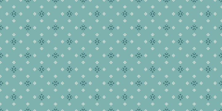 Fototapeta Vector abstract background. Elegant geometric floral seamless pattern with snowflakes, diamond shapes, stars. Retro-inspired Christmas texture. Repeating geo design for decor, print, textile, cloth