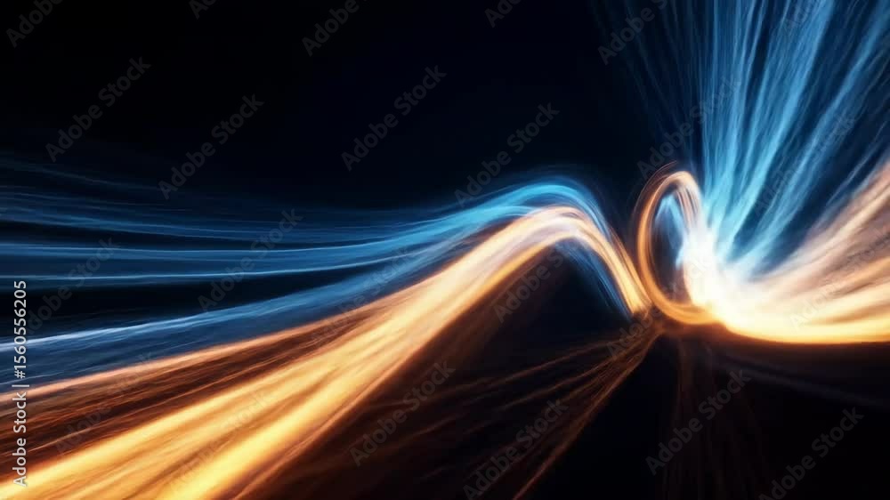 Poster abstract light trails creating infinity loop. energy flow and data transfer technology concept. digi