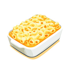 Mac And Cheese, cartoon vector illustration, flat 2D isometric style, white background.