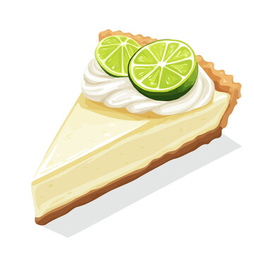 Key Lime Pie, cartoon vector illustration, flat 2D isometric style, white background.