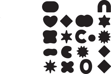 Set of black and white icons featuring hearts love symbols design elements and illustrations for web and business use