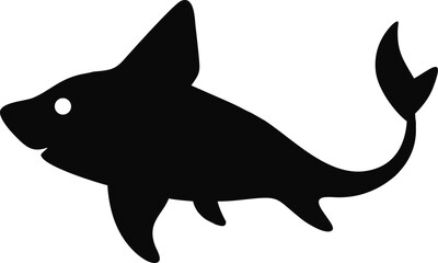 Black cat silhouette swimming like a shark, a dangerous marine mammal vector illustration