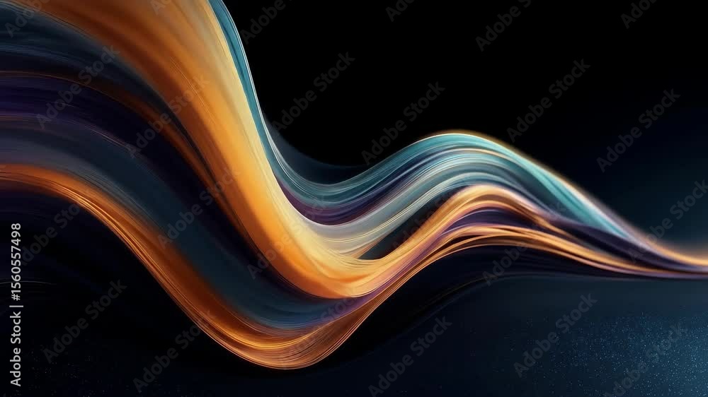 Poster abstract colorful light streaks flow wave curve on dark background. digital art motion design for cr