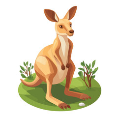 Kangaroo, 2D isometric flat cartoon vector illustration isolated on white background.