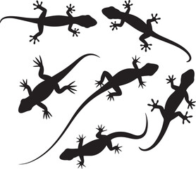 Naklejka premium Lizard silhouette reptiles gecko animal wildlife nature vector art