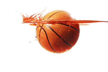 Basketball splash orange liquid isolated on a transparent background