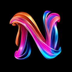 Fototapeta premium Letter N Vibrant Letter Overlay Collection with Radiant Flow Design Elements in JPG Format for Creative and Commercial Use