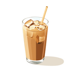 Iced Chai, flat 2D isometric cartoon vector image isolated on white background.