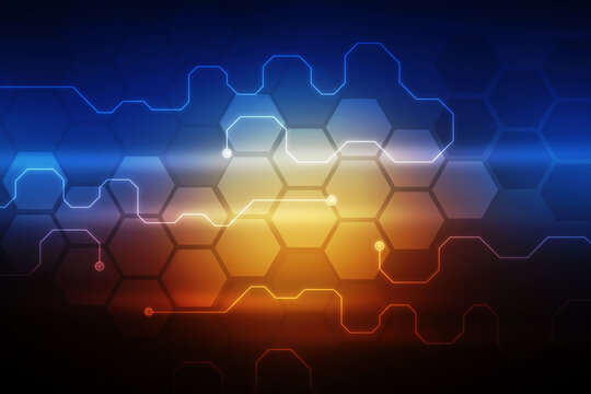 2d illustration Abstract futuristic electronic circuit technology background