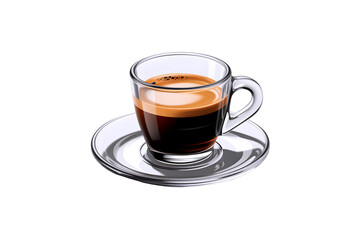 Naklejka premium The Perfect Espresso, Glass Cup Showing Crema & Dark Coffee, isolated on transparent background. PNG file, cut out