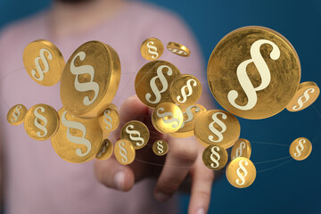 Abstract image of golden paragraph symbols.  Perfect for legal, law, justice concepts.