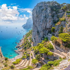 Landscape with Via Krupp, view from Gardens of Augustus, Capri Island, Italy