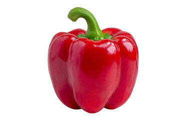Single red bell pepper isolated on black background