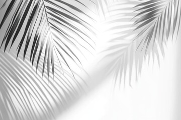 Fototapeta premium Grayscale palm leaves casting shadows on a bright background