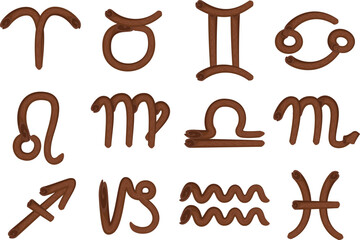 brown chocolate color pipe pattern abstract zodiac signs