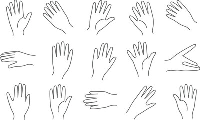 Hand drawn hands vector illustration doodle hand outline sketch collection for medical design  characters