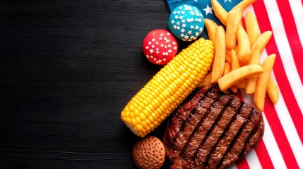 Burger 4th of July Illustration Independence Day Food Graphic Design. Patriotic culinary image perfect for july celebration showcasing a delicious burger design ideal for festive food