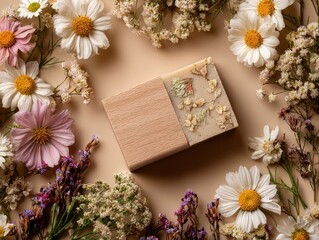 Natural Soap Mockup with Pressed Flowers for Elegant Presentation