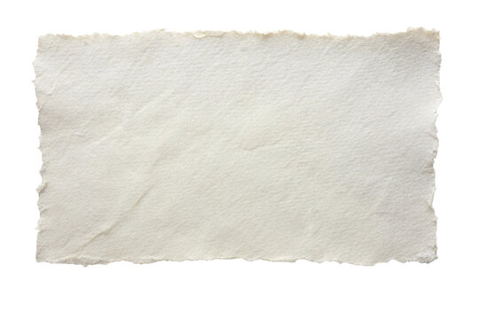 Blank White Paper Sheet with Ragged Edges Isolated on Transparent Background