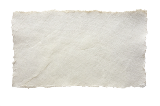 Blank White Paper Sheet with Ragged Edges Isolated on Transparent Background