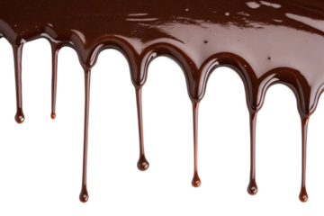 Thick Dark Chocolate Sauce Dripping Elegantly Isolated on Transparent Background