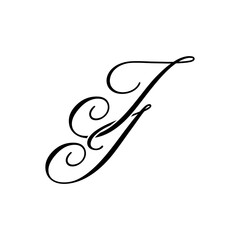 Elegant JI Monogram Logo in Black Script &ndash; Luxury Calligraphy Initial Design on White Background