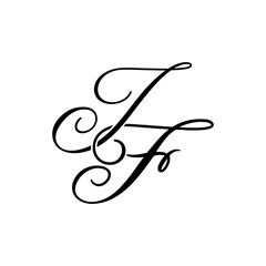 Elegant JF Monogram Logo in Black Script &ndash; Luxury Calligraphy Initial Design on White Background