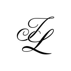 Elegant JL Monogram Logo in Black Script &ndash; Luxury Calligraphy Initial Design on White Background
