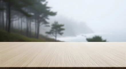 Misty Mountain Forest Landscape Serene Nature Background