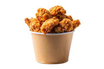 Spicy Fried Chicken Served in Takeout Bucket Isolated on Transparent Background